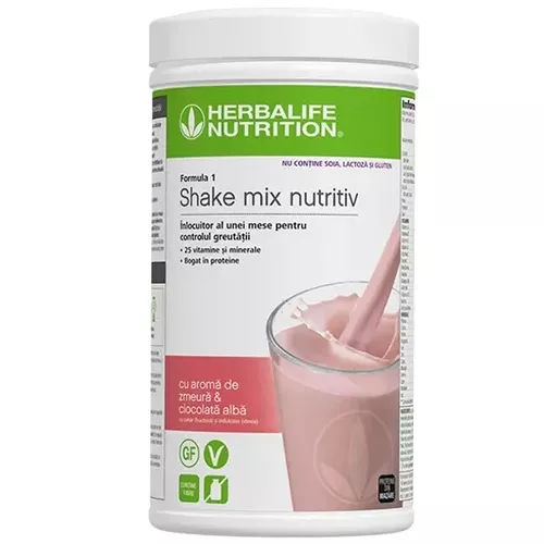 Formula 1 Zmeura si Ciocolata alba fara soia, fara lactoza, fara gluten 500g